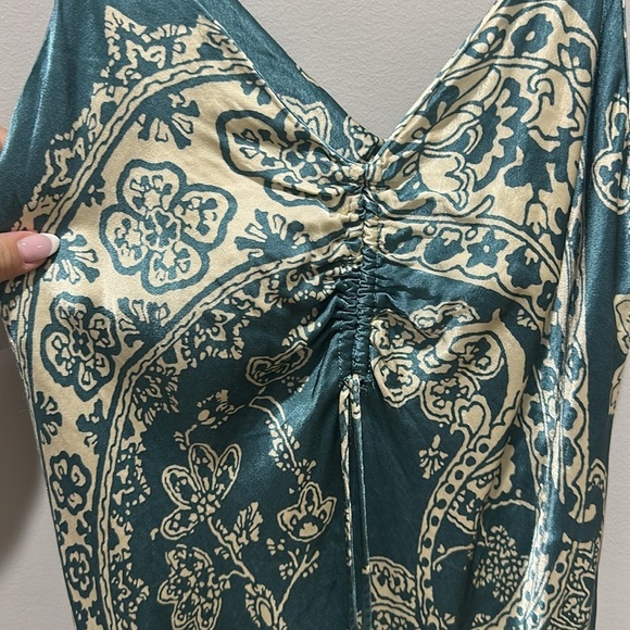 ZARA Turquoise Paisley Ruched Camisole Slip Dress‎ Mini - Picture 8 of 10